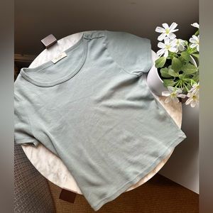 Brandy Melville/John Galt baby tee blue green color